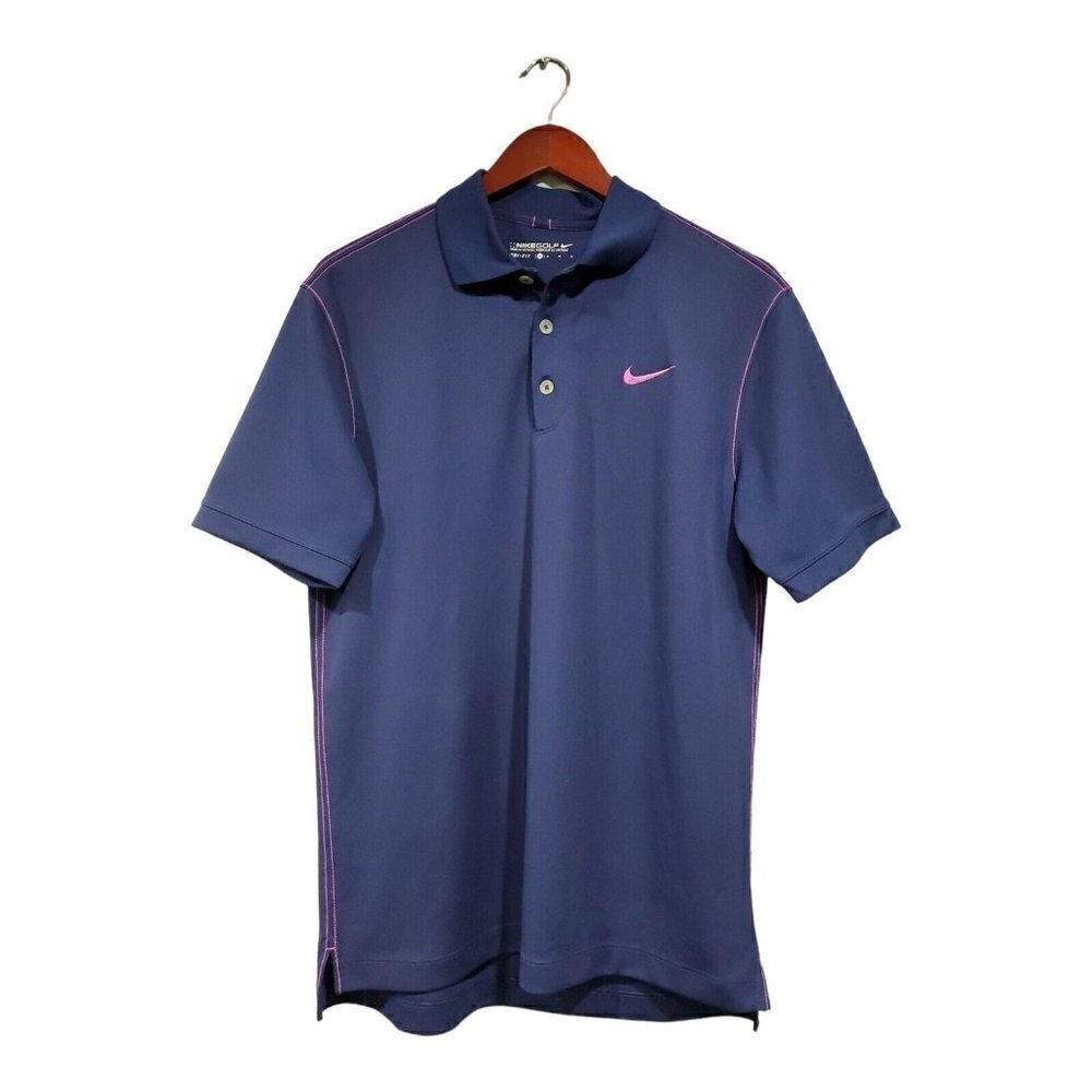 Nike DriFit Women's Short Sleeve Polo Sport Golf Shirt Navy Purple Colla…